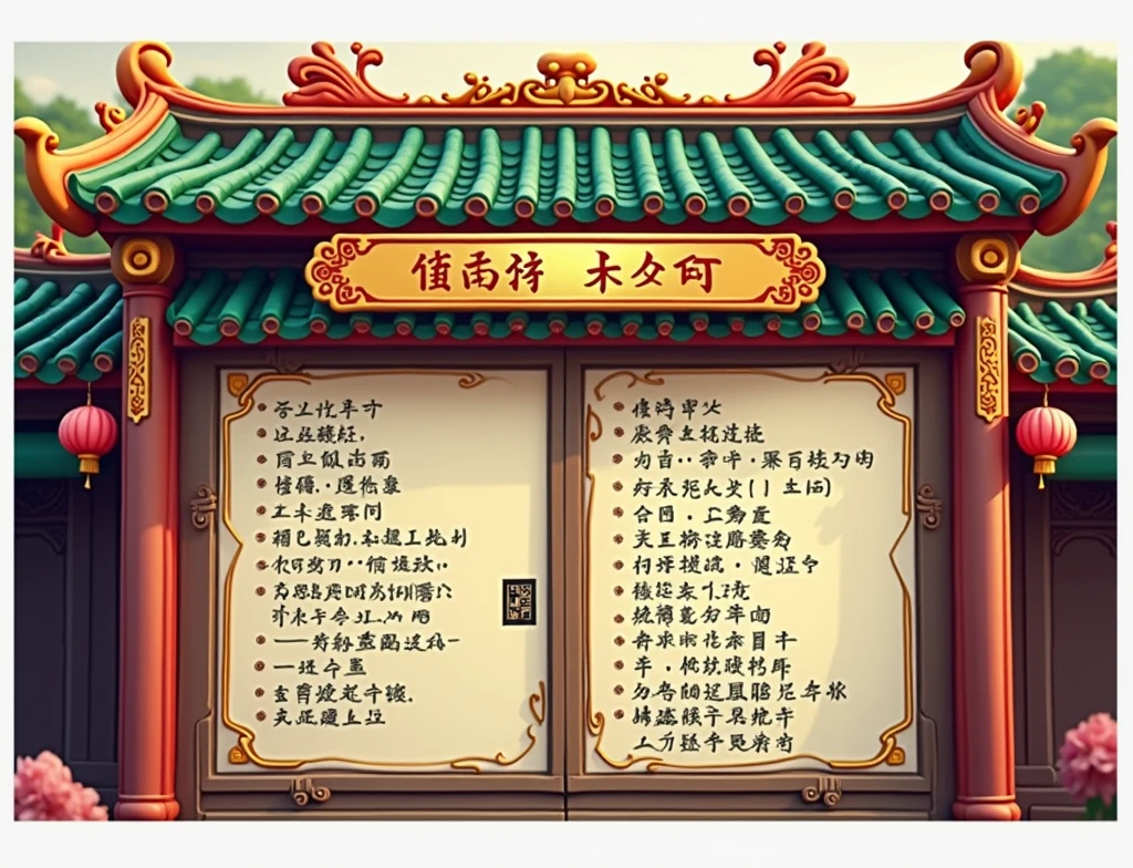 Roof of Chinese building,eaves,Green tiles,Green Chinese palace architecture,Cartoon Rendering,3D animation effects,Bright colors