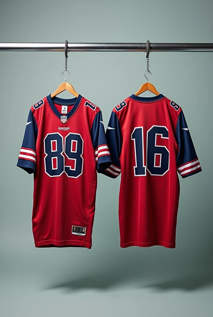 American Football Jerseys on hanger with front back