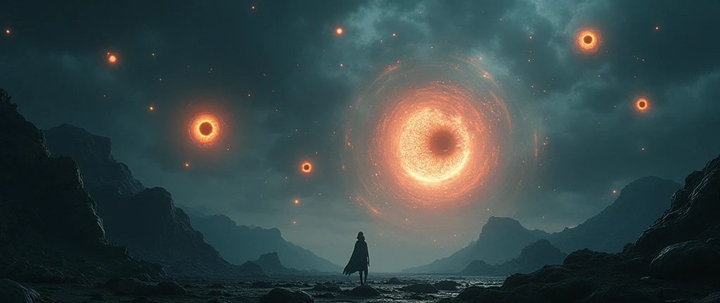 a glowing night sky with floating eyeballs, digital art, dark fantasy, dramatic lighting, surreal, moody atmosphere, deep space, cosmic horror, mysterious, cinematic, intricate details, high contrast, muted colors, atmospheric perspective, volumetric lighting, (best quality,4k,8k,highres,masterpiece:1.2),ultra-detailed,(realistic,photorealistic,photo-realistic:1.37)