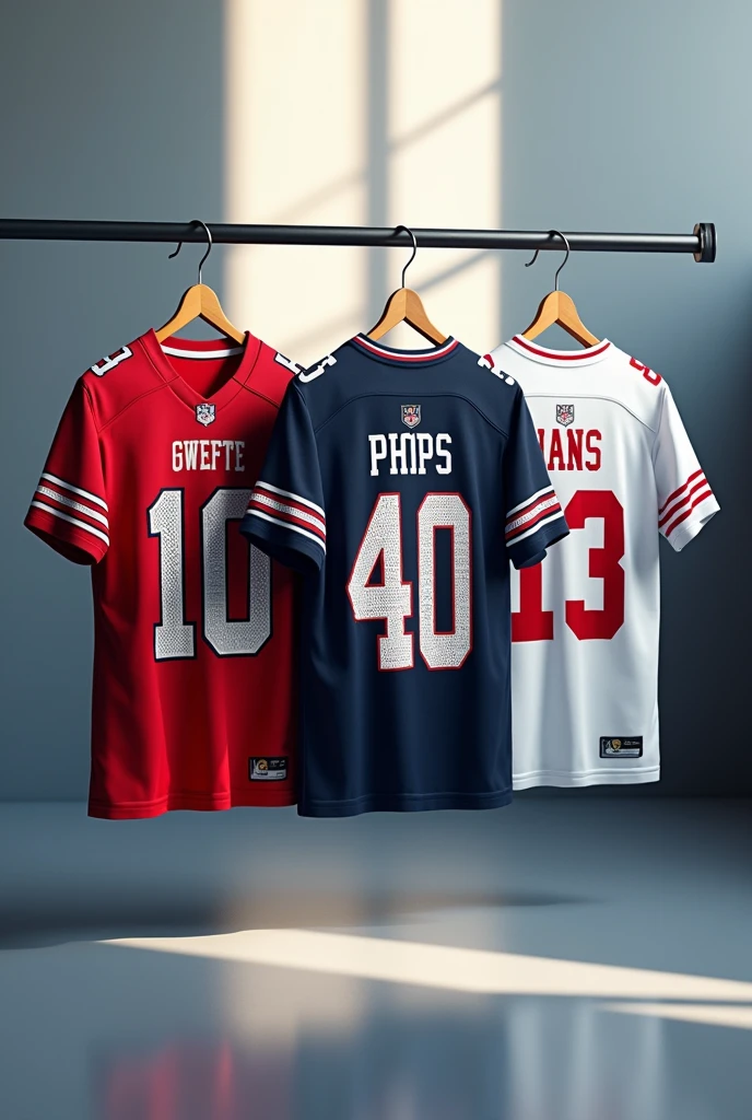 American Football Jerseys on hanger with front back with gridiron wear skt logo