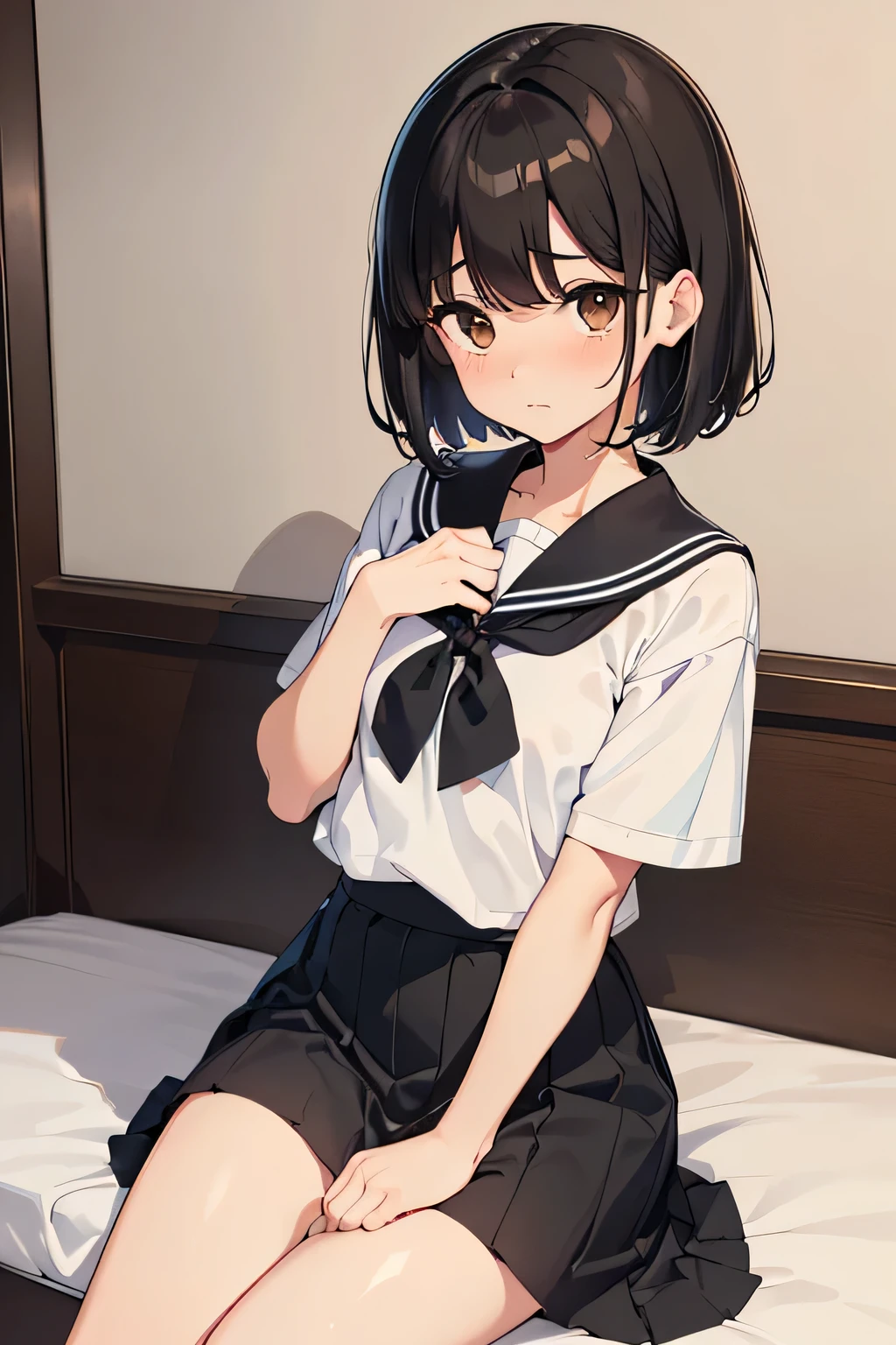 nsfw,((Highest quality,4K, masterpiece:1.4)),((High Resolution)),((It's wonderful)),(One woman:1.8),(Do not split frames),(Do not split),((straight-on:1.4)),((straight-on:1.4)),((straight-on:1.4)),((shoot from front:1.4)),((shoot from front:1.4)),((shoot from front:1.4)),((bottomless:1.6)),((bottomless:1.6)),((bottomless:1.6)),((bottomless:1.6)),((Half-taken skirt that falls to just above the knees:1.8)),((Half-taken skirt that falls to just above the knees:1.8)),((Half-taken skirt that falls to just above the knees:1.8)),((Half-taken skirt that falls to just above the knees:1.8)),((Half-taken skirt that falls to just above the knees:1.8)),((leaning forward:1.4)),((leaning forward:1.4)),((leaning forward:1.4)),((leaning forward:1.4)),((leaning forward:1.4)),((thigh focus:1.4)),((thigh focus:1.4)),((thigh focus:1.4)),((thigh focus:1.4)),((thigh focus:1.4)),((white sailor short sleeve shirt:1.4)),((white sailor short sleeve shirt:1.4)),((white sailor short sleeve shirt:1.4)),((cowboy shot:1.4)),((cowboy shot:1.4)),((cowboy shot:1.4)),((cowboy shot:1.4)),((droopy eyes:1.4)),((droopy eyes:1.4)),((droopy eyes:1.4)),((droopy eyes:1.4)),((puffy eyes:1.2)),((puffy eyes:1.2)),((puffy eyes:1.2)),((Fluffy short bob:1.2)),((Fluffy short bob:1.2)),((Fluffy short bob:1.2)),((Dimly lit hotel room:1.2)),((Dimly lit hotel room:1.2)),((Dimly lit hotel room:1.2)),((Watery eye:1.2)),((Watery eye:1.2)),((Shiny black hair)),((Shiny black hair)),((Brown eyes with beautiful highlights:1.2)),((Brown eyes with beautiful highlights:1.2)),((Parted bangs)),((Parted bangs)),(minimum breasts:1.2),((Small beautiful breasts)),((Small beautiful breasts)),Japanese women, ,Gravure photo, High Contrast, Aperture F3.2, Focal length 100mm,wakame, wakame, wakame, wakame, wakame, wakame, wakame, wakame, wakame, wakame, wakame, wakame, wakame, wakame, wakame, wakame, wakame, wakame, wakame, wakame, wakame, wakame, wakame, wakame, wakame