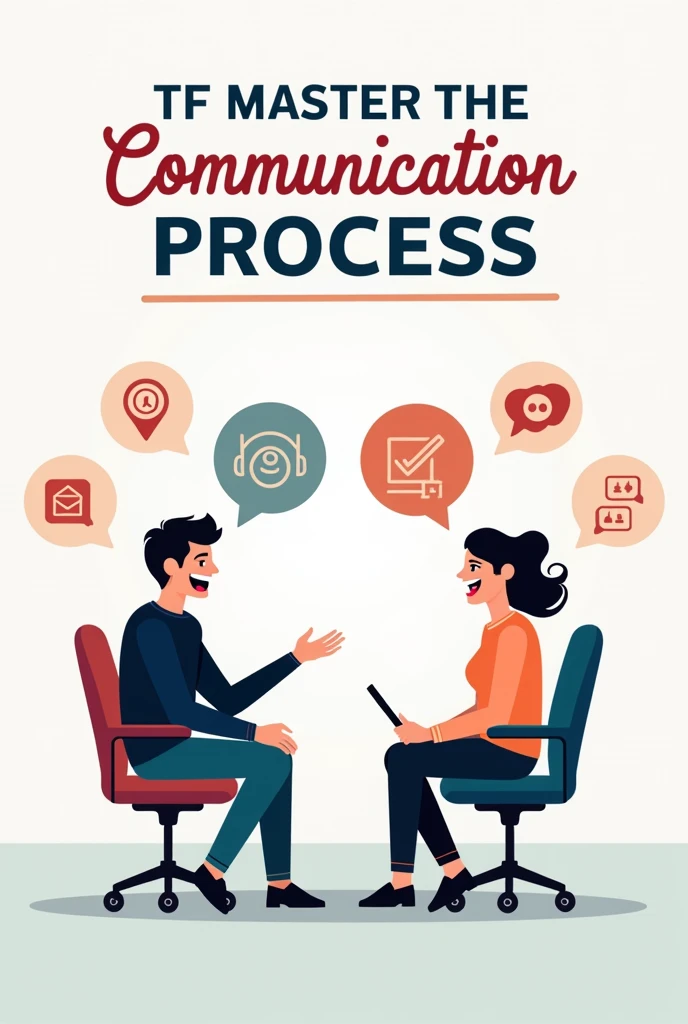 Through a poster-slogan, state how the knowledge of the communication
process aids people in communicating effectively.
Follow these guidelines:
**Slogan:** "Master the Communication Process: Connect Clearly, Communicate Effectively."
**Poster Concept:**
- **Visual Elements:**
- A central image of two people engaging in a conversation, with clear lines or arrows representing the flow of information between them.
- Around them, icons or small illustrations representing different aspects of communication, like listening, feedback, and clarity.
- **Text Layout:**
- At the top: “Understanding the Communication Process”
- Below the central image: “Master the Communication Process”
- At the bottom: “Connect Clearly, Communicate Effectively”
This poster emphasizes that grasping the stages and elements of communication helps individuals interact more clearly and effectively.