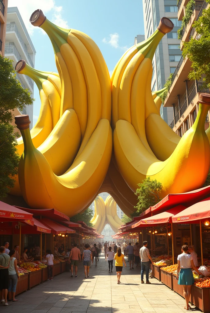 An image of a bunch of bananas turned into an architectural market