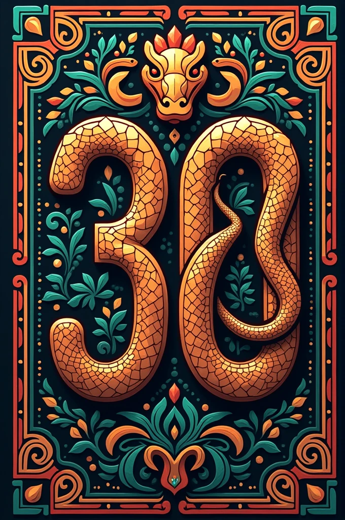 Design a logo number 30 with a python with a Dayak Kalimantan motif