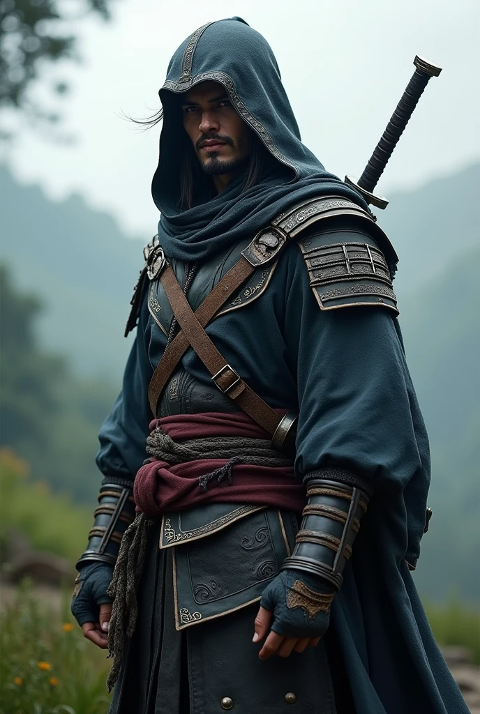 Take jin sakai from ghost of tushima and give him clothes of shay cormac from assassins creed rougue