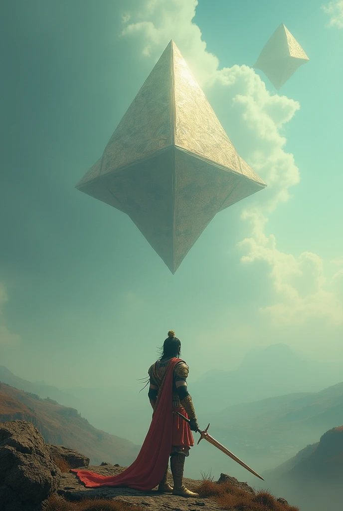 Kalki warrior seeing a triangle shaped City at sky