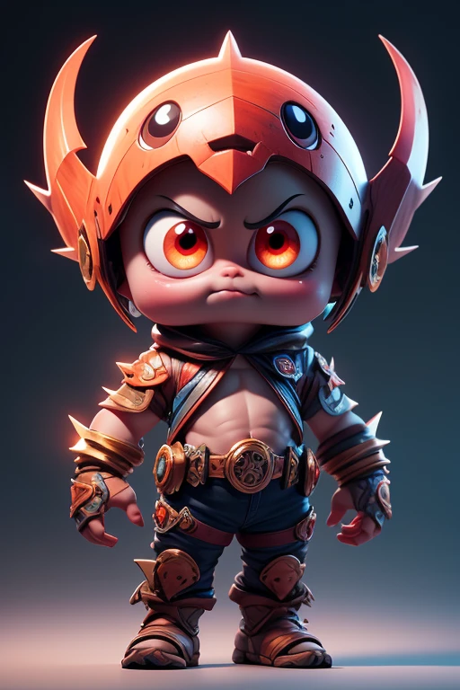 Create a monster image, a small, big-headed, baby monster.. The body is transparent and can be seen through. The image is sharp and detailed., with beautiful colors.. With arms, leg, eyes, mouth, พื้นหลังสีlegว