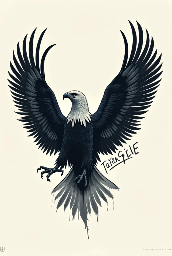 Create a cool simple
eagle print with an bit text in in 