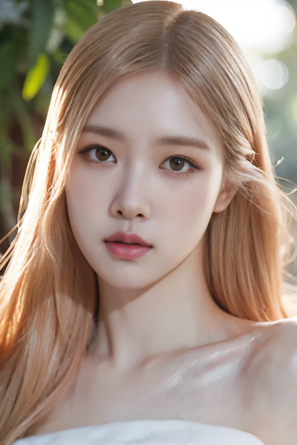 a beautiful girl with blonde hair wearing a white dress, sunset, detailed face, detailed eyes, detailed lips, detailed skin, detailed hair, cinematic lighting, dramatic lighting, vibrant colors, soft focus, intricate details, serene atmosphere, photorealistic, 8k, best quality, highres, masterpiece, ultra-detailed