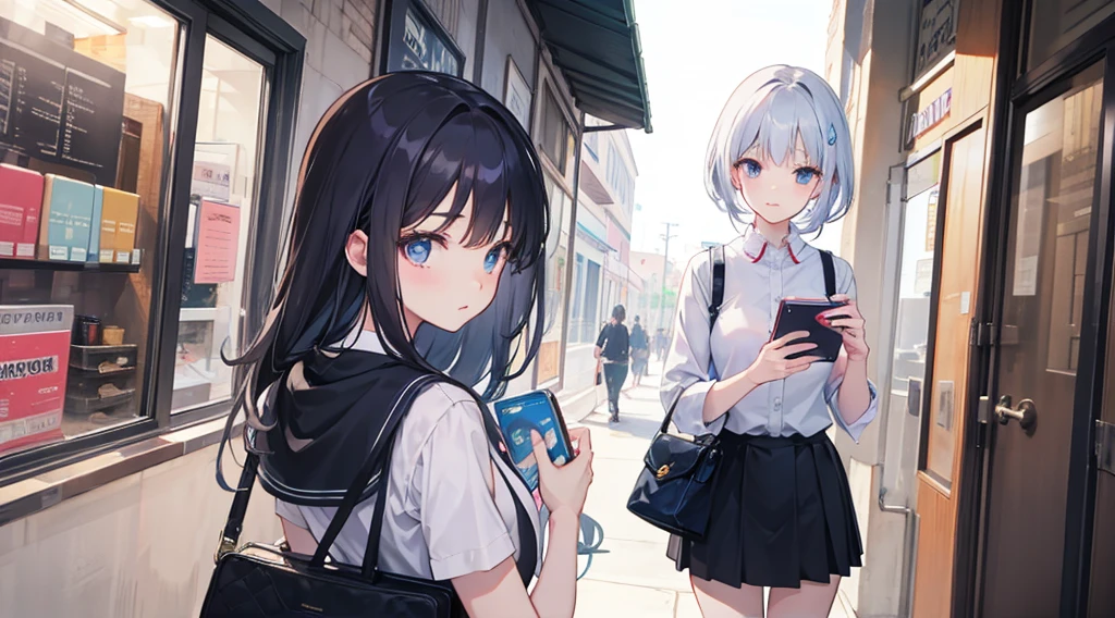 A professional illustrator girl、Talking to a client