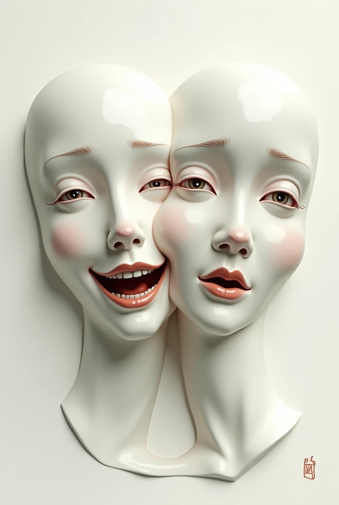 caras blancas de arte 🎭 una sonriente y una triste