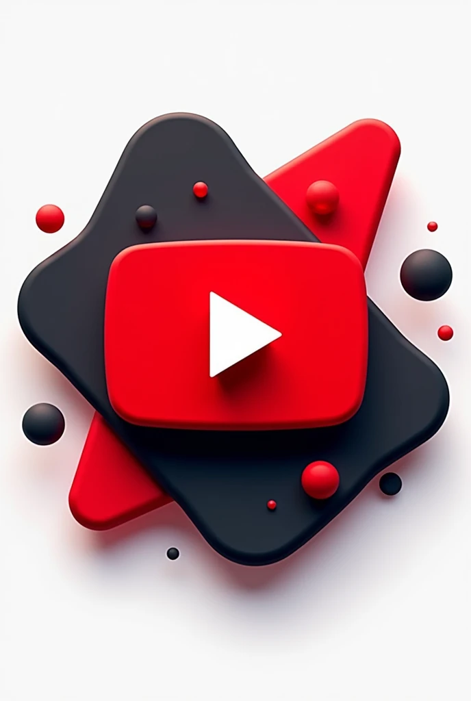 Logo 3d itacyFM, red black color, youtube logo, round shape, triangle, color rectangle,