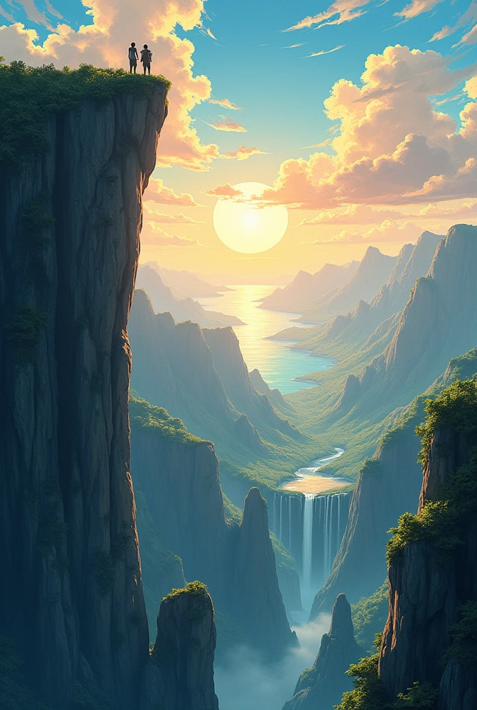 Anime style cliff background