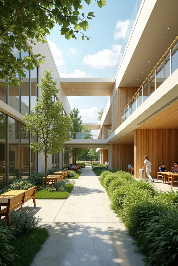 plan for an oncology center, with concept about light and nature, with open spaces . view from plan