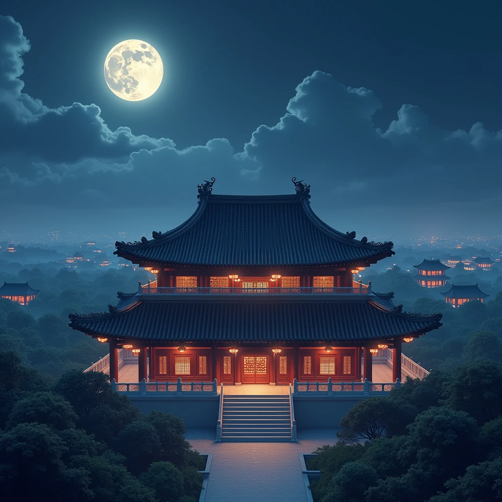 Chinese palace roof at night