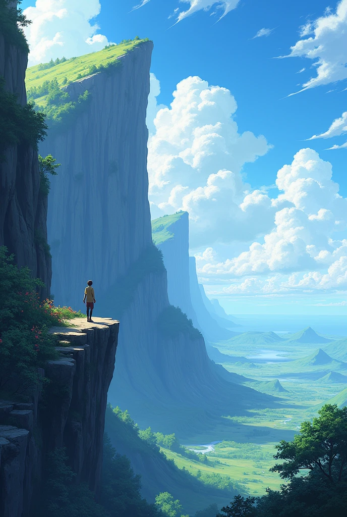 Anime style cliff background at cliff back view