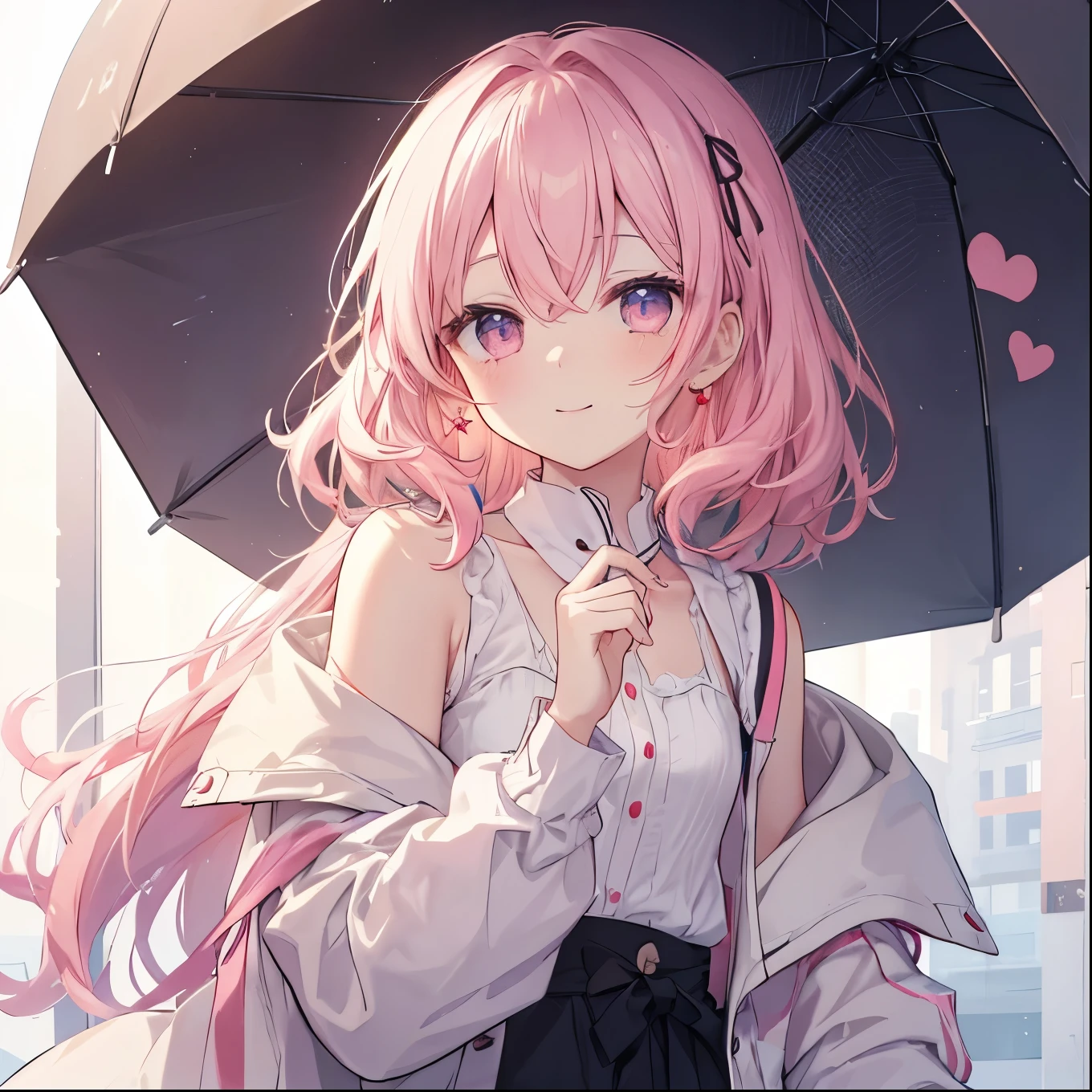 Yuai｜Love Matchmaker」Design an icon for。The character is a woman in her late 20s.、A kind smile and a warm expression。hair should be shoulder-length、Has natural waves。Her outfit is a soft pink blouse with a light beige cardigan.、To reflect the theme of love、Use a pale pink and white gradient for the background。The icon has、Add small heart and ribbon motifs、Place it casually above the character&#39;s left shoulder。Yuaiの手は軽く胸の前に添え、A pose that exudes kindness and friendliness。Overall, it has a bright and soft tone.、Create a design that gives viewers a sense of security and trust。