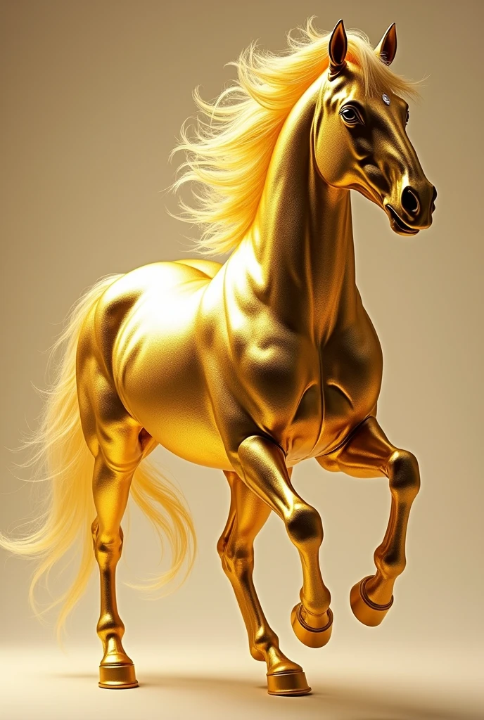 running horse，Made of gold all over