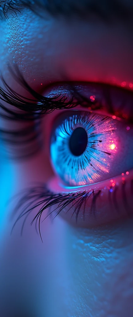 Sexy neon mermaid eye closeup, photorealistic hyperrealism, best quality 7k wallpaper for eyes