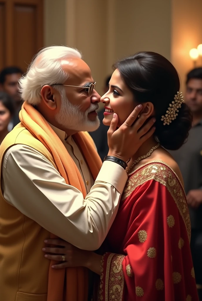 Pm narendra modi Priyanka Chopra ke gaal par chumma deta hua