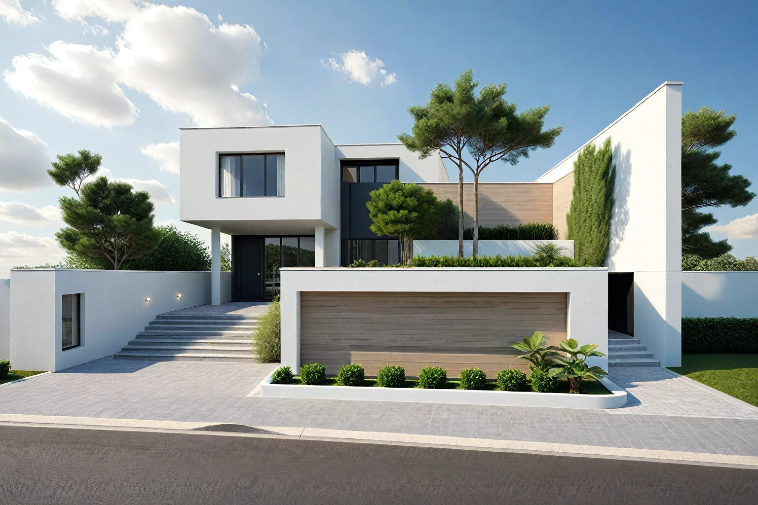 Architectural style Architectural style, ((Classic Style House)),(masterpiece) , ((best quality)), dramatic lighting, high quality outdoors, sky, day, cloud, tree, blue sky, building, scenery, road, real world location, sunlight, enough detail, high resolution,super realistic, Photorealistic, highly detailed, balcony, plants, door, car, truck, parking slot, paving, . Clean lines, architectural drawing, highly detailed , . Clean lines, geometric shapes, minimalist, modern, architectural drawing, highly detailed