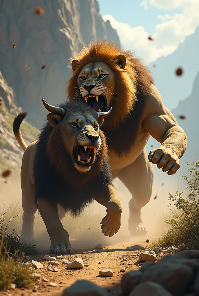 Lion killing wild beast