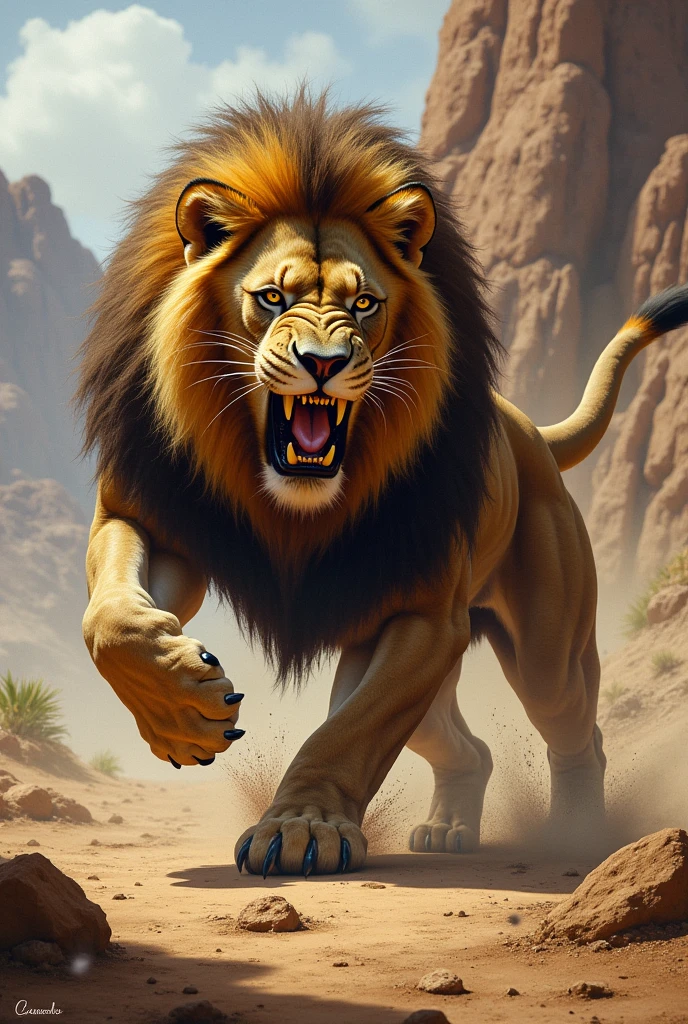 Lion killing beast