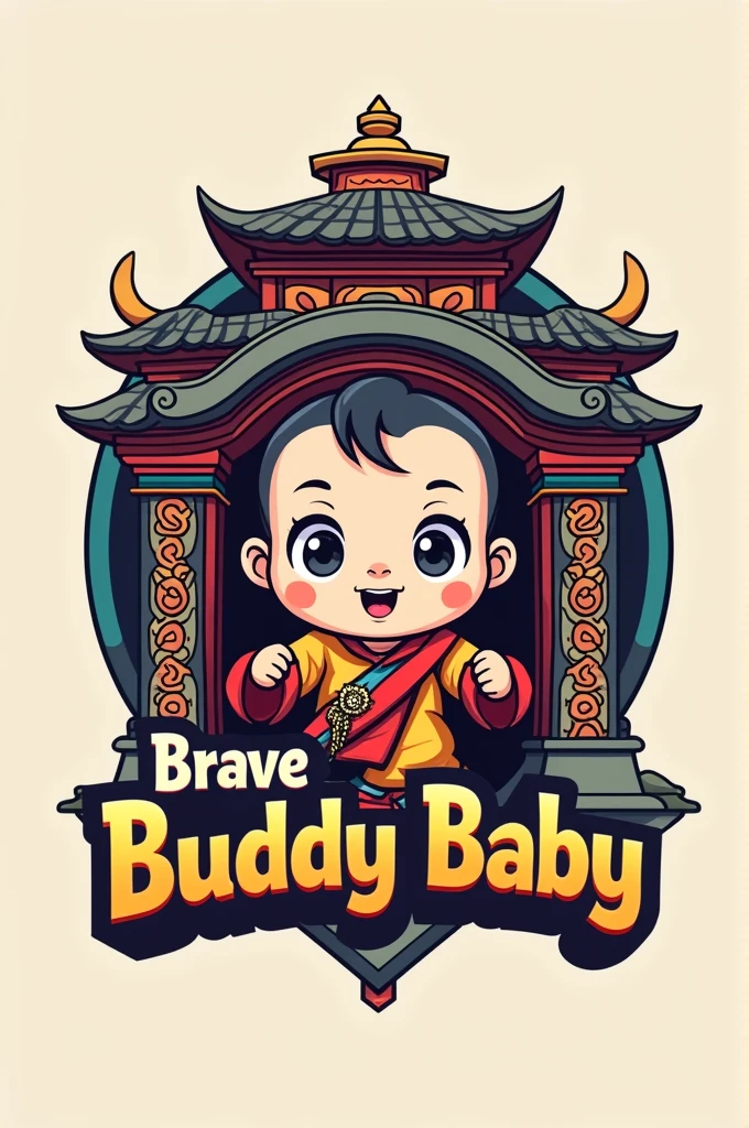 Bhutanese style logo for gaming squad name Brave buddy baby