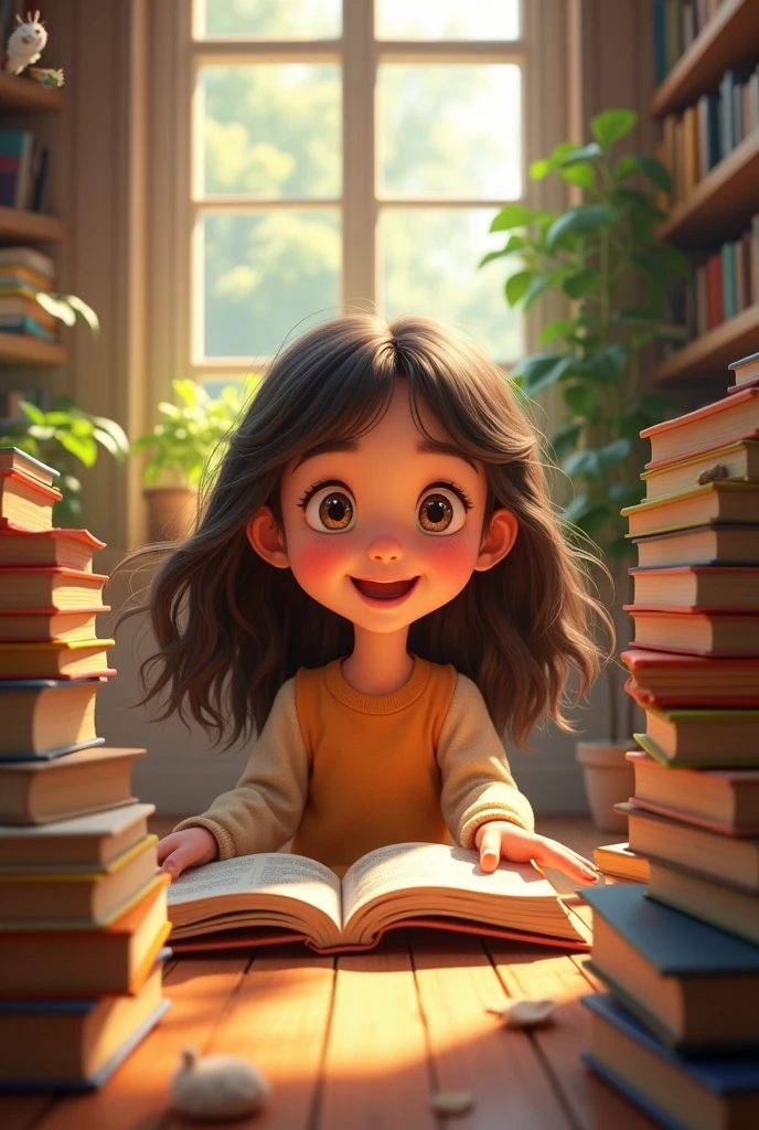 Animated girl with books