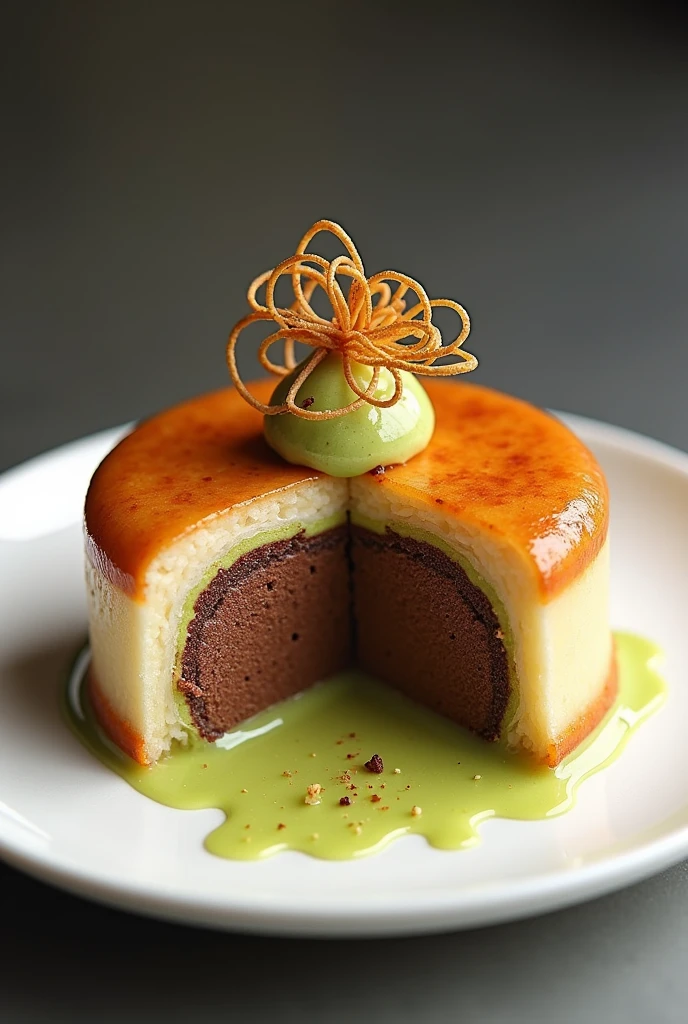 It&#39;s a glutinous rice cake, but it has a filling of chocolate, pistachio spread, and toasted kadaif noodles inside.