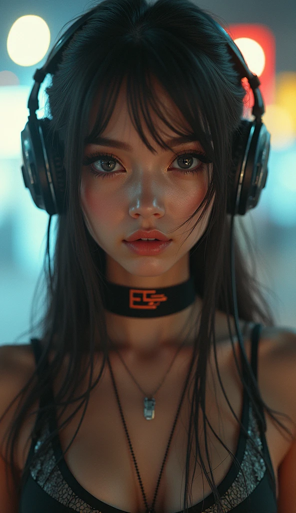 ( 8 k quality ), ( best qualityer ), ( ultra HD | ), ( Perfect character anatomy ), ( perfect lighting ), ( Full body photo 8k ), ( Perfect details ), ( Perfect character details ), ( Details of the perfect setting ), ( masterpiece ), ( Perfect character face symmetry ), ( Perfect symmetry of the character's eyes ), ( Construction of the body of the delicate female character ), beautiful woman, face perfect, light skin color, perfectbody, perfect legs, ( eyecolor #993399 ), Straight long hair, tall woman 1.65 ( one meter and sixty-five centimeters ) , futuristic cyberpunk outfit, Beautiful landscapes of the cyberpunk city