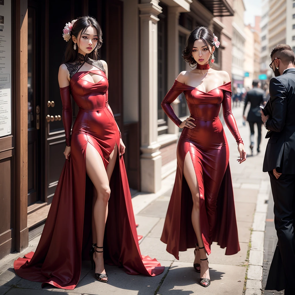 High fashion dress red gown