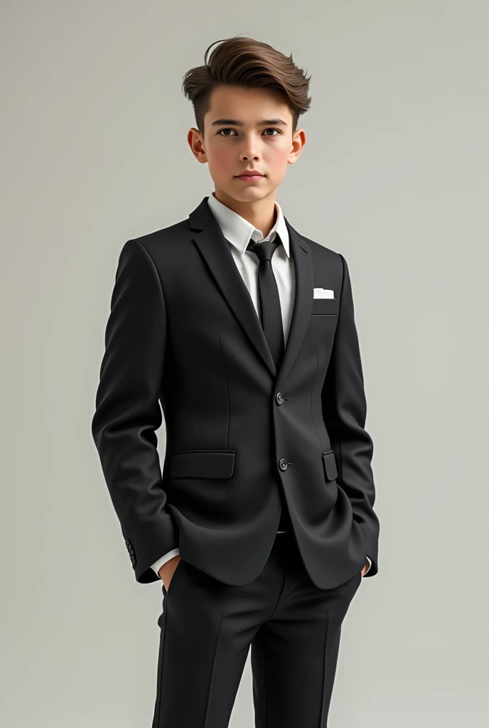 13 year old boy in suit

 and belt viable 

4k high rez good detail
