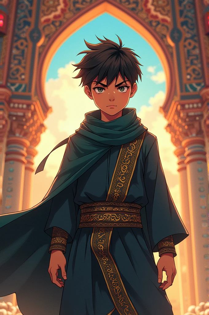 Generate a most powerful Muslim boy anime character