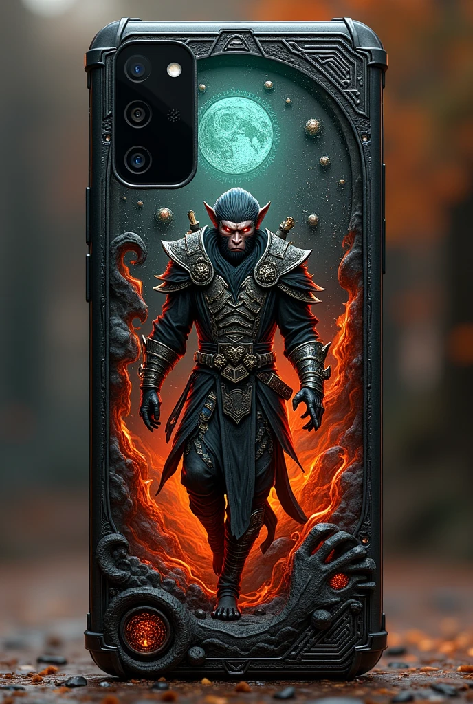 1. Dark, Mystical Color Palette:
Colors: Utilize deep blacks, dark greys, and rich golds to reflect the game’s dark fantasy theme. Accents of silver or eerie green could highlight mystical elements.
2. Detailed Wukong Imagery:
Character Art: Incorporate high-resolution artwork or engravings of Sun Wukong in his various forms or poses from the game.
Signature Features: Focus on Wukong's iconic staff, his armored attire, or his monkey-like features, emphasizing the character's mythical and battle-ready aspects.
3. Mythical and Fantasy Elements:
Textures: Add textures that evoke the feel of ancient, magical artifacts—perhaps with a metallic sheen or a weathered stone look.
Symbols: Integrate symbols or runes from the game’s lore to give the case an authentic, immersive touch.
4. Dynamic Patterns:
Flame and Energy Effects: Design patterns that mimic the energy and fiery effects seen in the game, giving the case a sense of motion and power.
Celestial and Mythical Patterns: Include patterns that reference the game's celestial and mythical themes, such as swirling clouds or cosmic imagery.
5. Functional Design:
Protection and Ergonomics: Ensure the design doesn’t compromise functionality. The case should offer robust protection while incorporating design elements seamlessly.
Custom Cutouts: Design custom cutouts that not only fit the device perfectly but also complement the aesthetic of the case.
6. Finishing Touches:
Embossing and Debossing: Use embossing or debossing techniques to add texture and depth to the design, making it more visually striking.
Gloss and Matte Finishes: Combine gloss finishes for the flames or mythical elements with matte finishes for the background or secondary details to create a dynamic visual contrast.