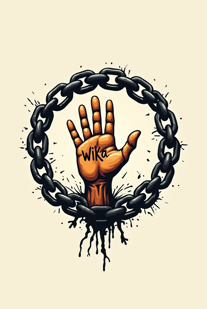logo with a theme of Filipino : wikang mapagpalaya where there is a hand written as wika and it breaks the circle chain