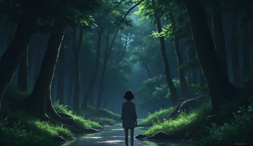 an enchanted forest, In the style of Makoto Shinkai。master piece, ultra detail, precision, ultra-realistic,
