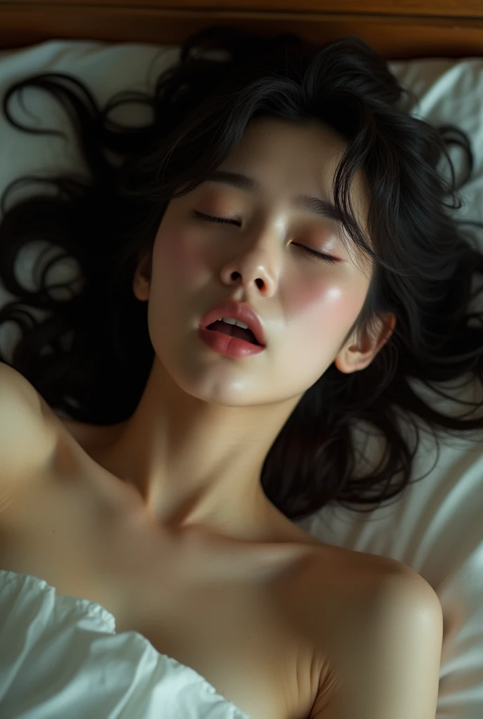 extremely quality photo, sharp focus, epic realism, realisitic, source_photo, proper alignment, young japanese actress, orgasmic climax, at bed with increase satisfaction 