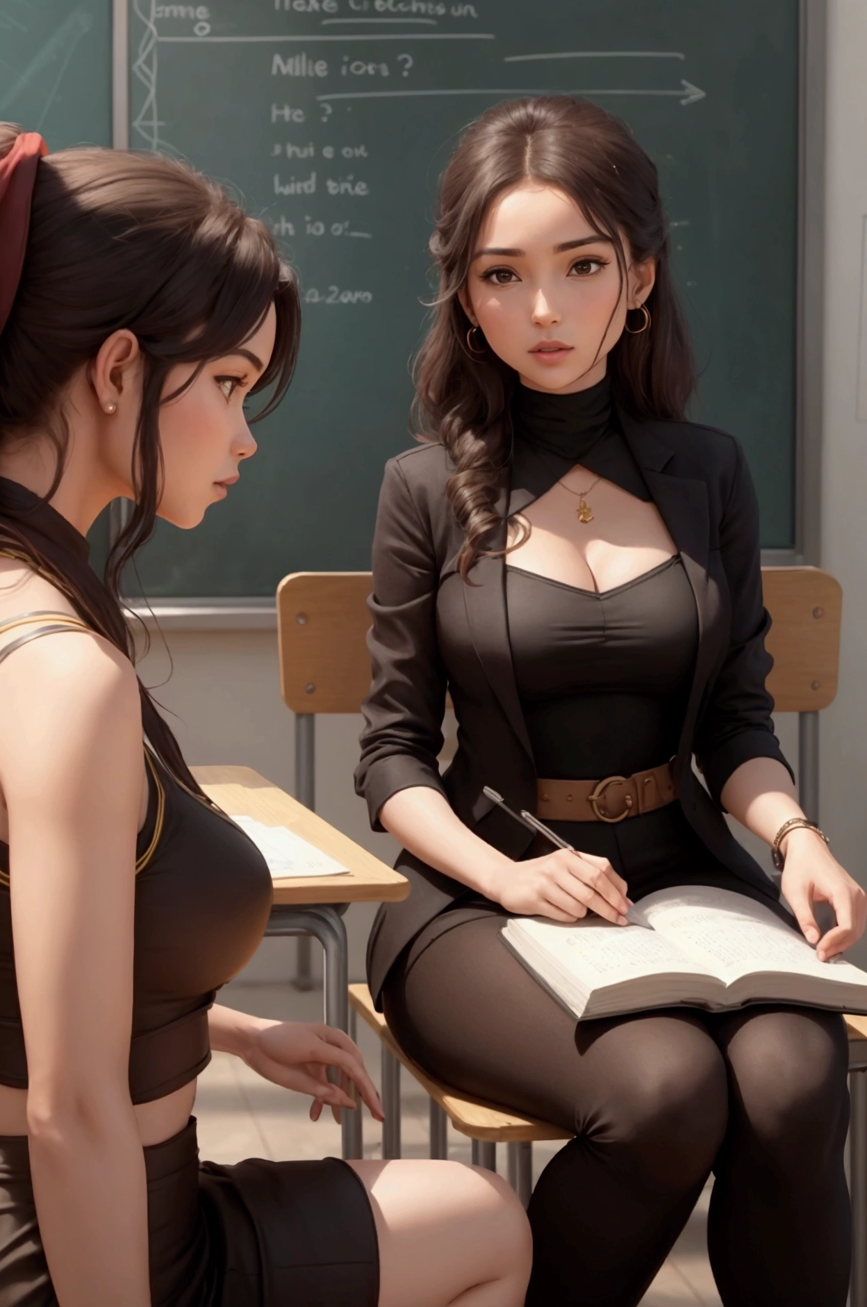Create a scene where the teacher is explaining the timing to Mali and her friends.