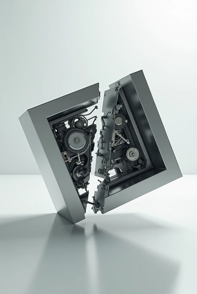 a cube resting on an edge split in half, show me the inside, I want to draw it