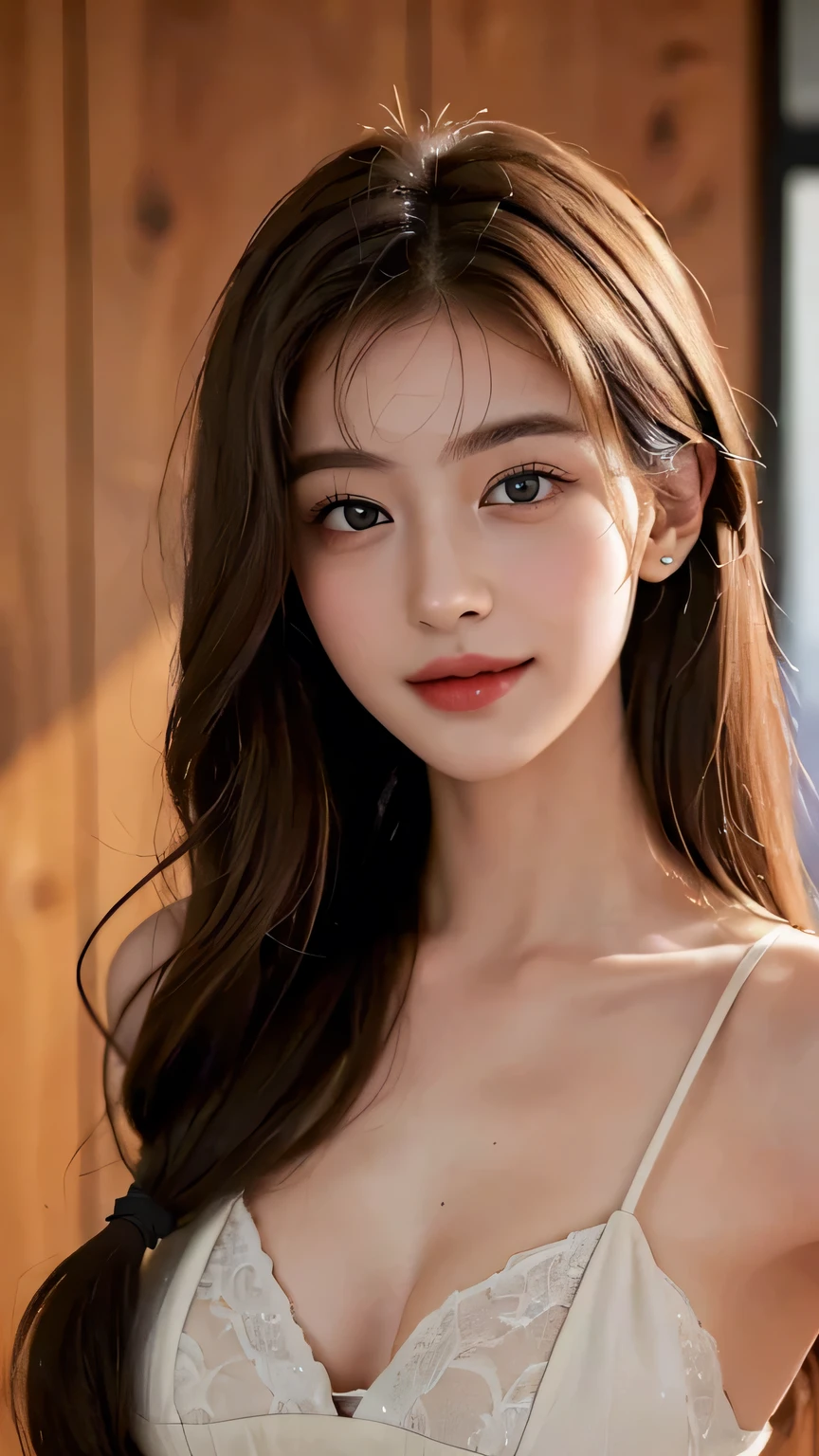 ((Highest quality, 8k, masterpiece: 1.3)), One girl, The beauty of slim abs: 1.3, (Hairstyle Casual, Big Breasts: 1.2), dress: 1.1, Very beautiful face, Delicate eyes, double eyelid, smile, Home,Long Hair,
