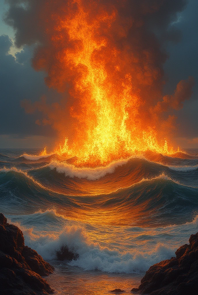 ocean floor，Undersea volcanic eruption，magma，vapour，8K分辨率