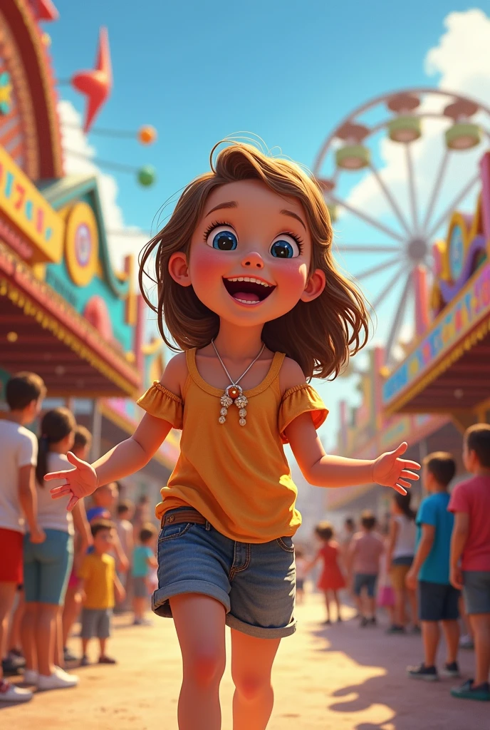 A girl is in a fair with her family