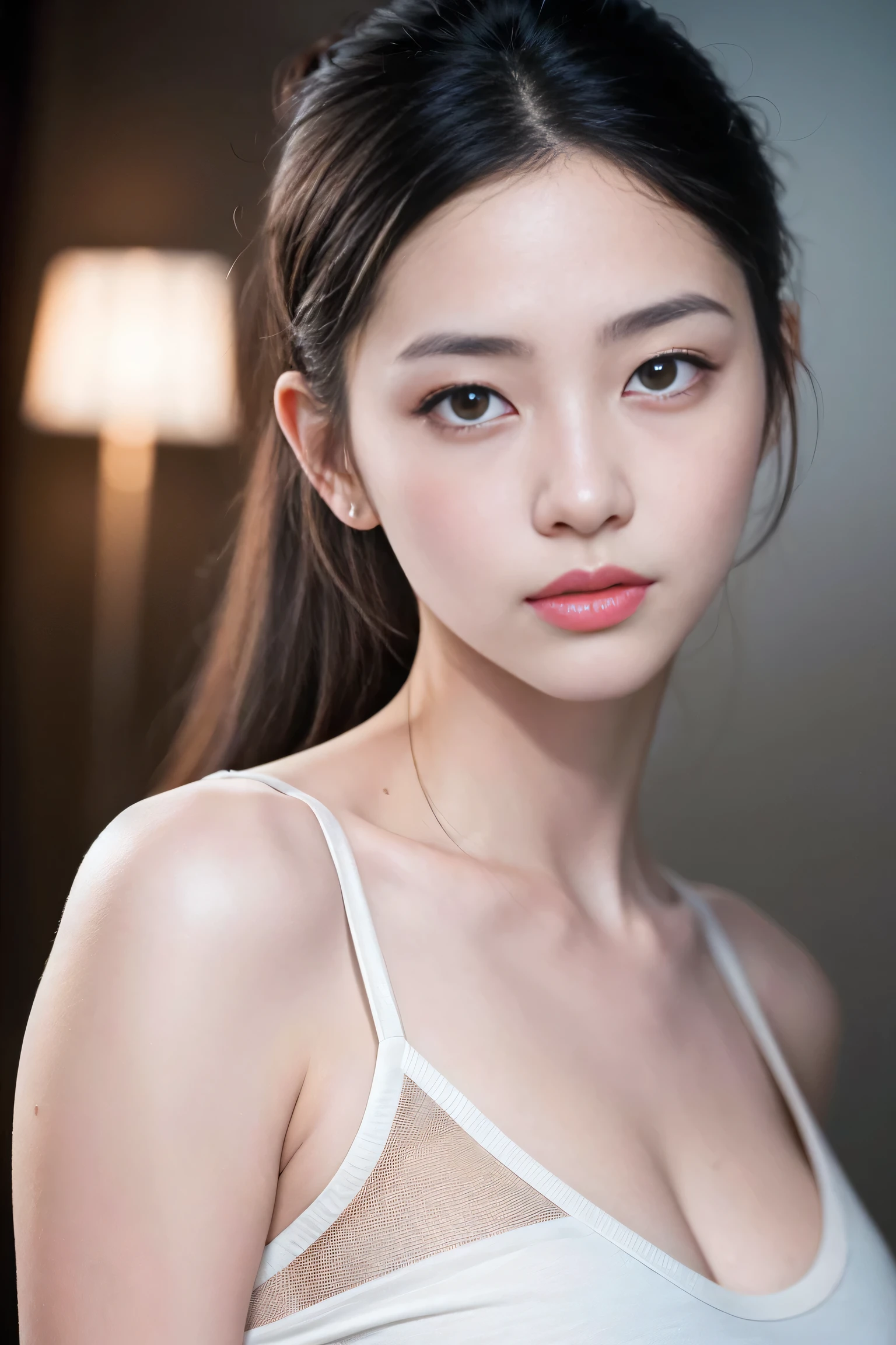 Dressed, (photo Realistic:1.4), (hyper Realistic:1.4), (Realistic:1.3),
(Smoother lighting:1.05), (Improving the lighting quality of movies:0.9), 32K,
One girl,20 year old girl, Realistic lighting, Backlight, Light on the face, Ray-tracing, (Bright light:1.2), (Improvement of quality:1.4),
(Highest Quality Real Texture Skins:1.4), Detailed drawn eyes, Detailed painted face, Quality Eyes,
(Tired, sleepy and satisfied:0.0), Face close-up, T-Shirts,
(Enhance the mood of your body line:1.1), (Enhances the beauty of skin texture:1.1)