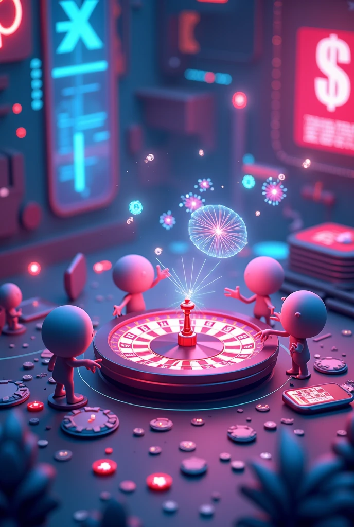 mixture of e wallet, online wallet, with casino terms, dice, roulette, card, make it animated