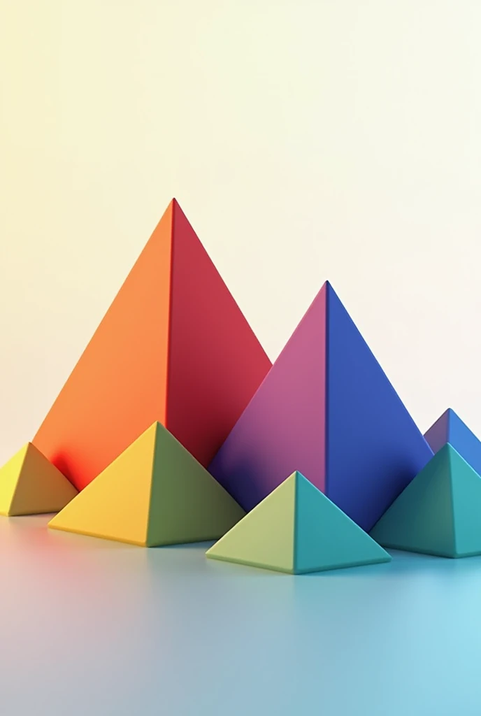 A small number of square geometric colored blocks form a simple mountain,Simple styling,Light effects,Premium color matching,Tyndall effect,