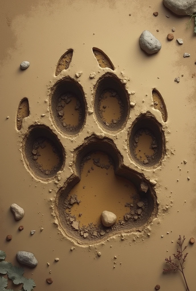 Three legged wolf pug mark on soil