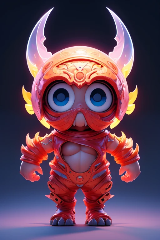 Create a monster image, a small, big-headed, monster.. The body is transparent and can be seen through. The image is sharp and detailed., with beautiful colors.. With arms, leg, eyes, mouth, พื้นหลังสีlegว