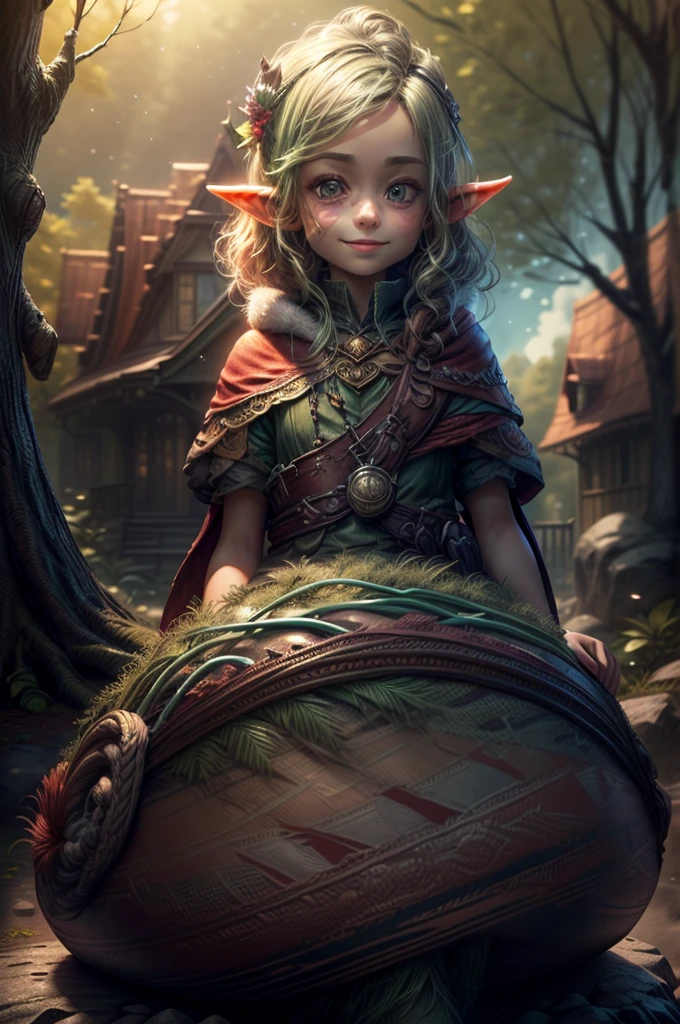 (Full focus: 1.5), (Full body: 1.5), (Stand with feet together: 1.2), (Fantasy forest elf child with pale green skin and shiny light brown hair dynamic pose, smiling and dreamy sitting on a rock:1.3), cinematic lighting, shine, ((tracing of sun rays passing through the trees of the lush forest:1.3)), framed, character chart, cheat sheet, HD, masterpiece, Textured Skin, Super detail, high details, textured skin, high details, high quality, Awarded, Best quality, high resolution, 32k