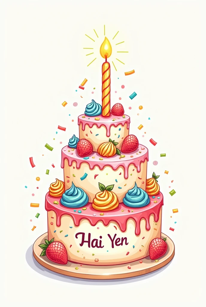 cake drawing with content: SHBFC Happy birthday Hai Yen